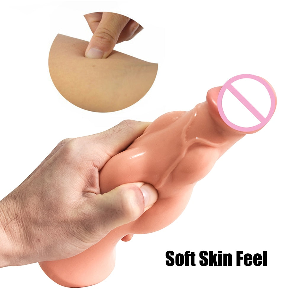 Oversized Anal Plug Dildos Stimulate Vagina and Anus Huge Muscular Penis with Suction Cup Soft Anal Dilator Sex Toys for Women