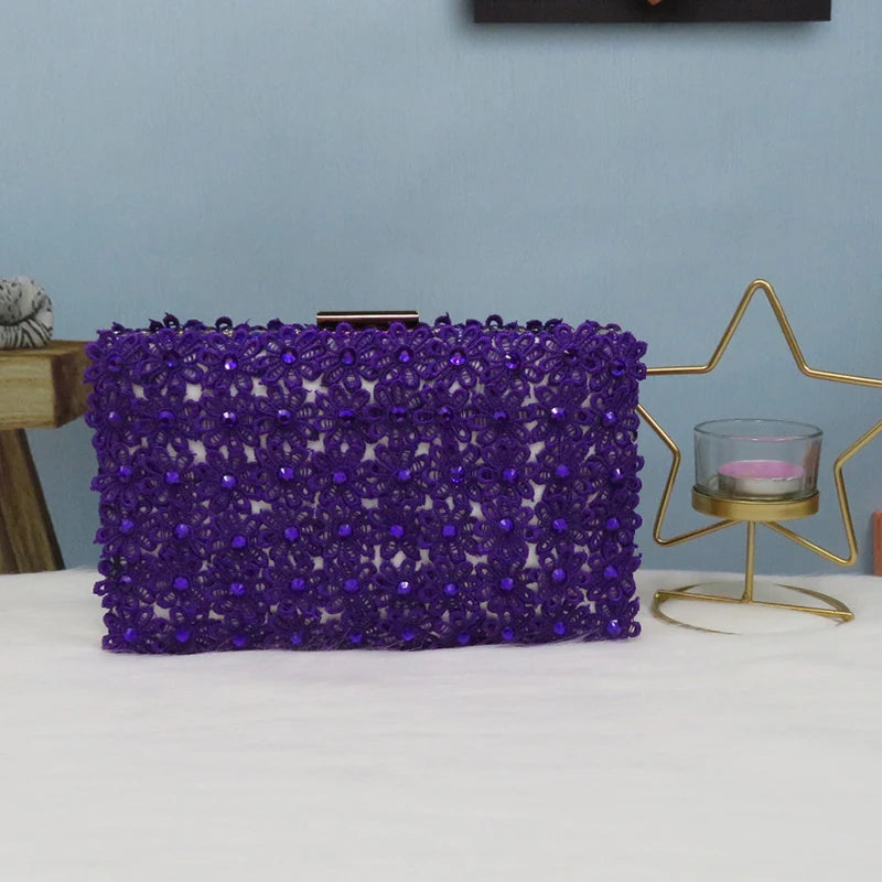NEW Arrivals Italian Design Purple Lace Flower Luxury Wedding Shoes And Bag Set Crystal Heels Pointed Toe Ankle Strap Evening Party Shoes with Matching Bags Lace-Up Girls Ladies Luxury Fashion Apparel Accessories Clothing Pro