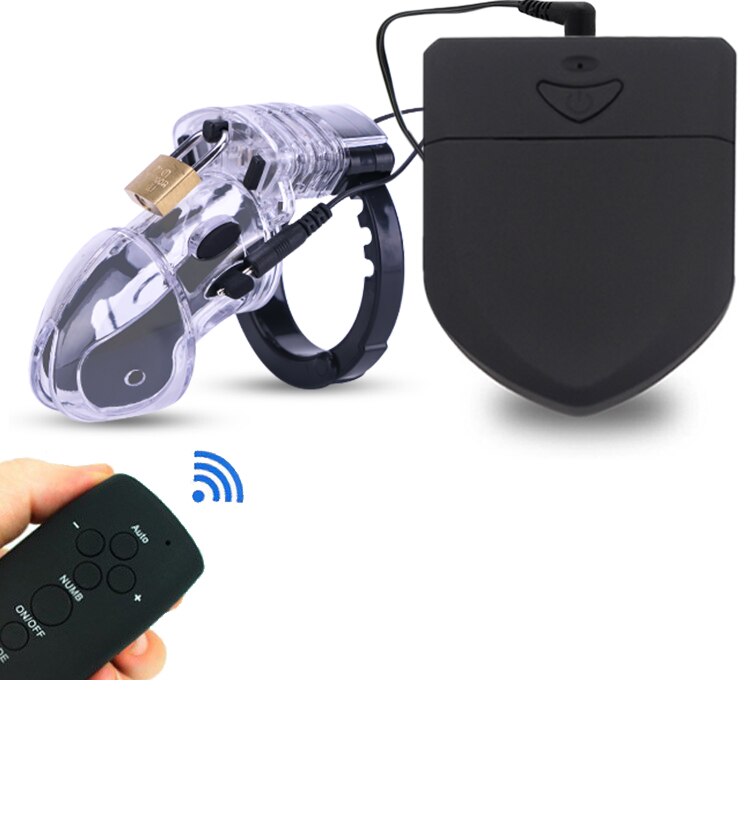 Electro Shock CB6000 Chastity Cage Ball Stretcher,Electric Stimulation Cock Cage,BDSM Timer Lock Ring Male Chastity Belt Sex Toy