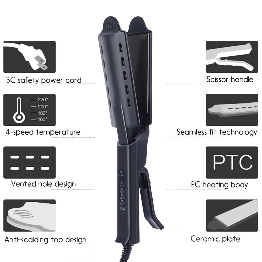 Hair Straightener Four-gear Temperature Adjustment Ceramic Tourmaline Ionic Flat Iron Widen Panel Professional Styling Tool