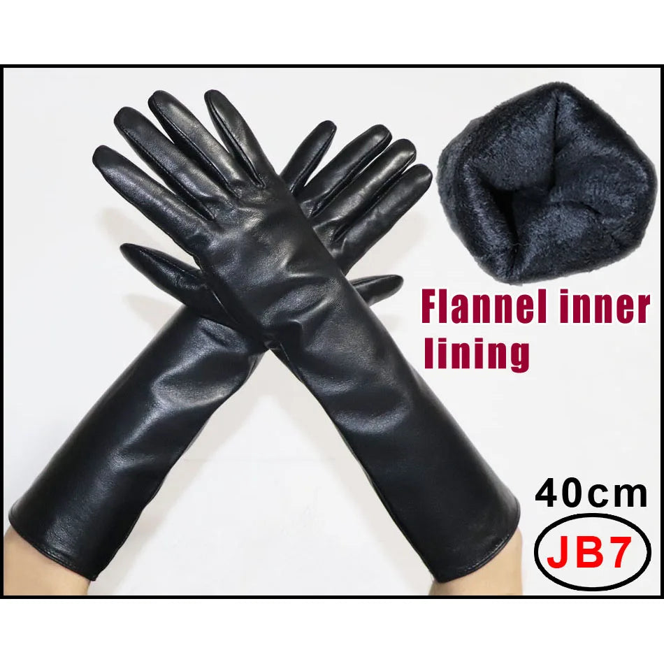 NEW Arrivals Genuine Real Leather Gloves 100% Sheepskin Long Gloves Women's Winter Warm Fleece Lining Over Elbow Arm Sleeves Color Ladies Fashion Apparel Accessories