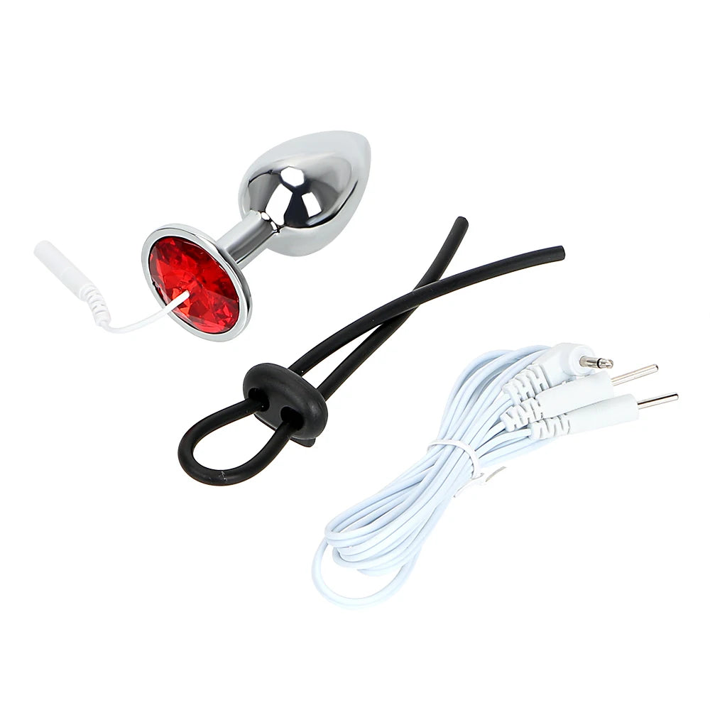 Adult IKOKY Electric Shock Set Penis Stimulator Sex Toys For Men Anal Plug & Cock Ring Electrical Climax Medical Themed Toys
