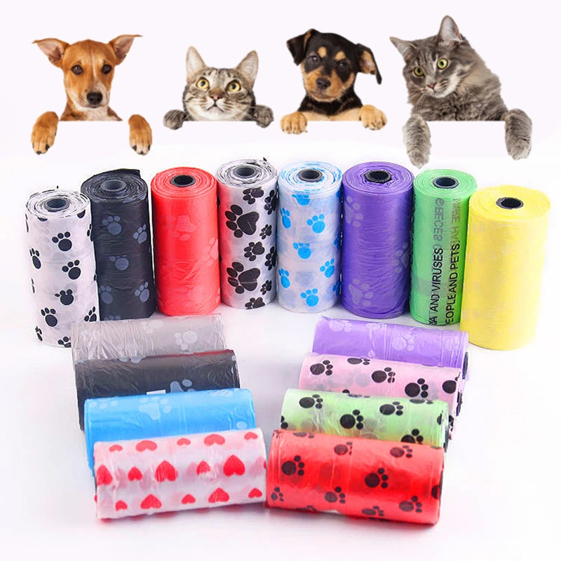 New Arrivals 10 Rolls Set Pet Dog Poop Bags Dispenser Collector Scoop Holder Puppy Cat Pooper Scooper Bag Small Rolls Outdoor Clean Pets Hygiene Supplies