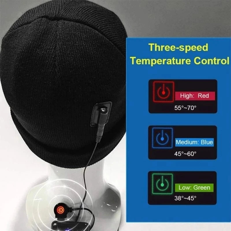 Winter Electric Heated Hats Men Women USB Heating Caps Outdoor Sport Heat Hat Cycling Hiking Windproof Ski Cap Warm Cap