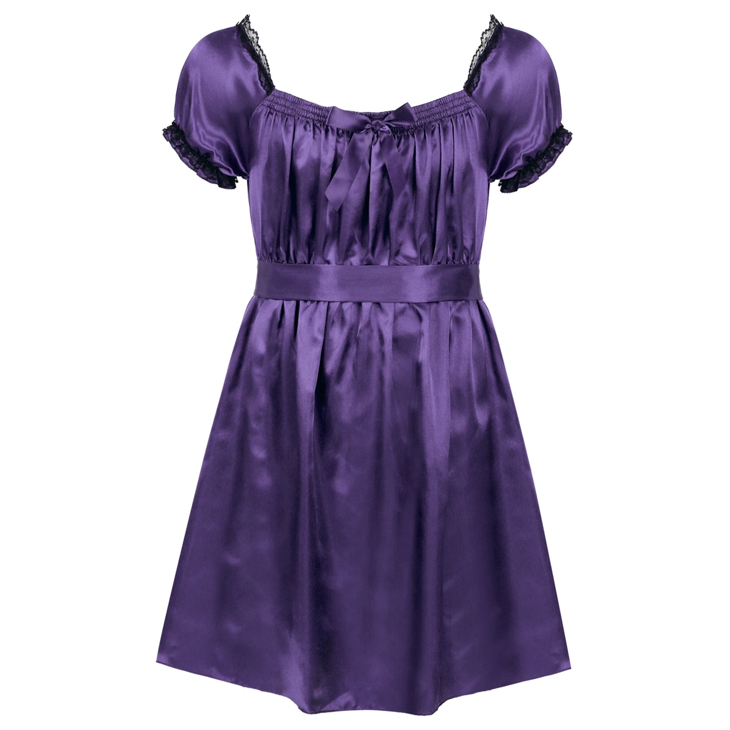 Mens Crossdress Lingerie Dresses Sissy Sexy Babydoll Babydoll Dress Square Neckline Satin High Low Dress Underwear Sleepwear