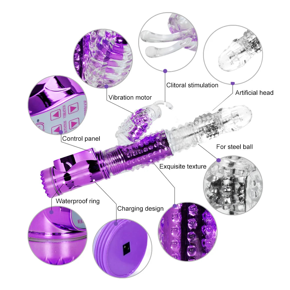 Telescopic Dildo Vibrator G-Spot Rabbit Vibrator Clitoris Stimulator Vaginal Massager Sex Toys for Women Female Masturbation