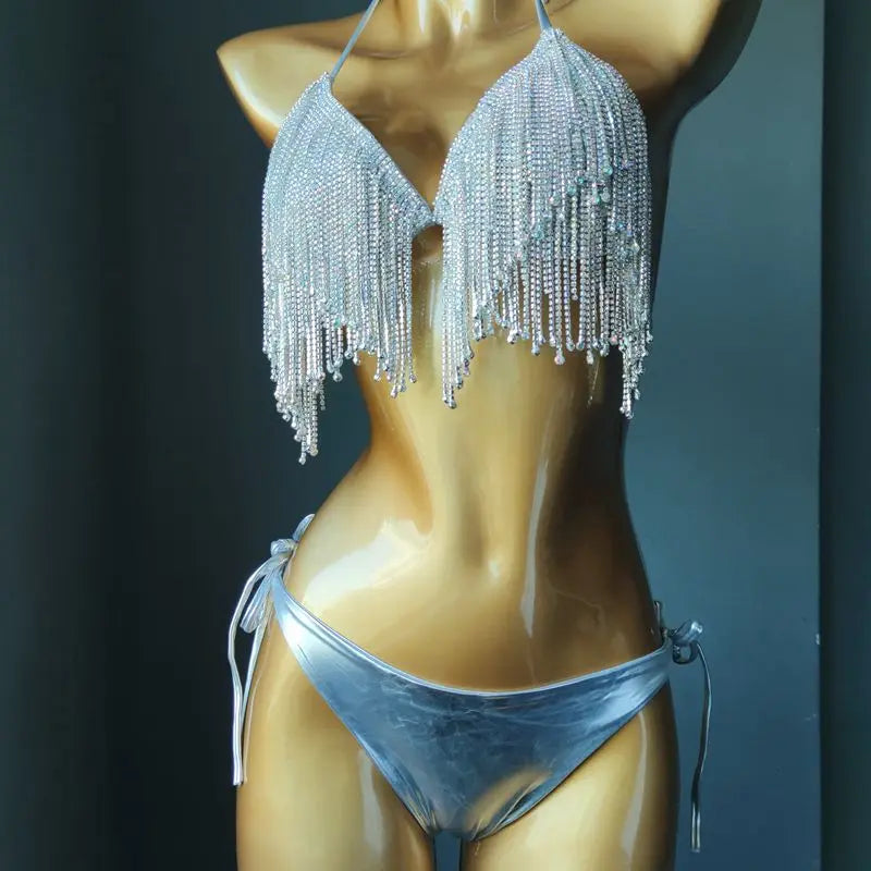 Newest Crystal Bikini Diamond Swimwear Diamond Bikini Beachwear Popular Swim Suit Rhinestone Swimsuits