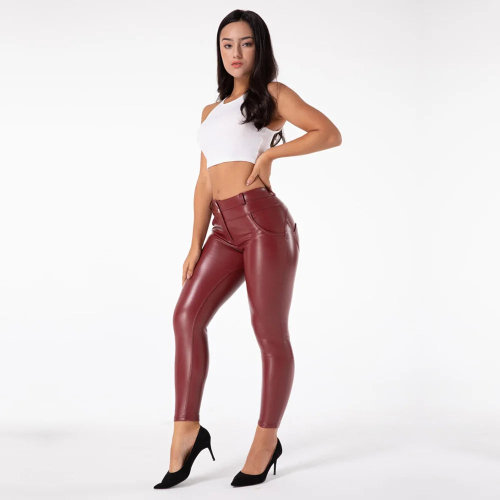 Low-Price Sales are Limited S-3XL Plus Size Women Female Compression Leggings Night Clubwear Streetwear Evening Party Trouser Red Leather Pants Sexy PU Leather Trousers Workout Tights Girls Ladies Luxury Fashion Clothing Sup
