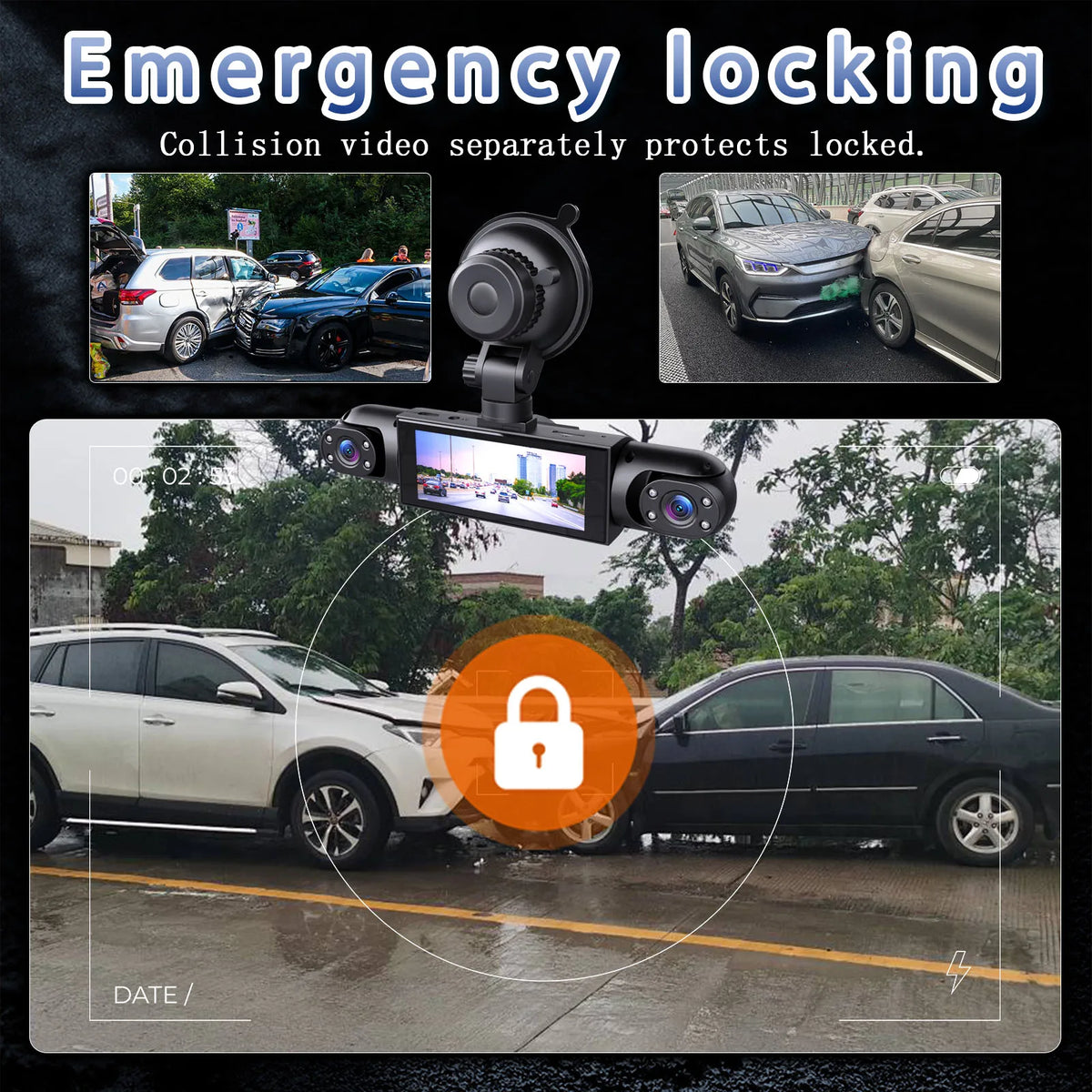 180* Full View Human Motion Detector 1080P HD Car Wireless Dashcam System 3.0" 4 Lens MicroSD Wi-Fi Night Vision DVR with Motion Detection Reversing Visibility Vehicle Security System