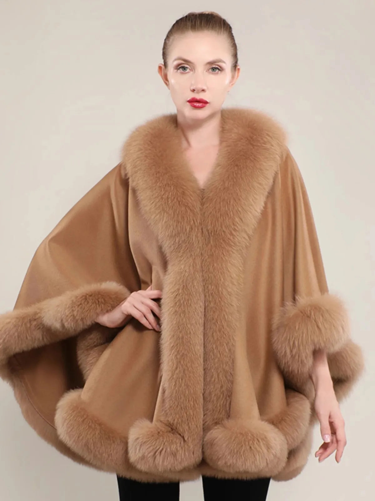 12 Colors New Coming Customized Color Real Natural Fox Fur Cashmere Poncho Women Fur Shawls Evening Party Wedding Guest Luxury Coats Outerwear Jackets Ladies Luxury Apparel Supplies