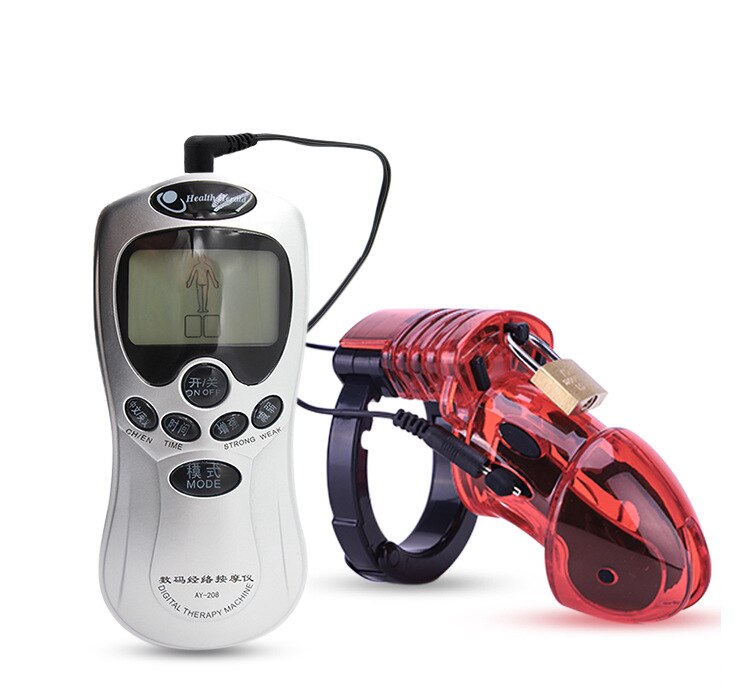 Electro Shock CB6000 Chastity Cage Ball Stretcher,Electric Stimulation Cock Cage,BDSM Timer Lock Ring Male Chastity Belt Sex Toy