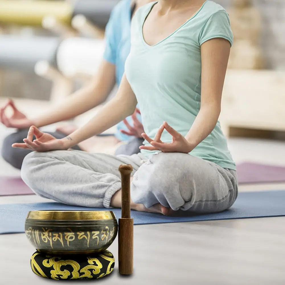 NEW Arrivals Nepal Handmade Bowl Tibet Buddha Sound Bowl Yoga Meditation Chanting Bowl Chime Brass Tibetan Singing Bowl For Music Therapy Relaxation Accessories Health Care Supplies