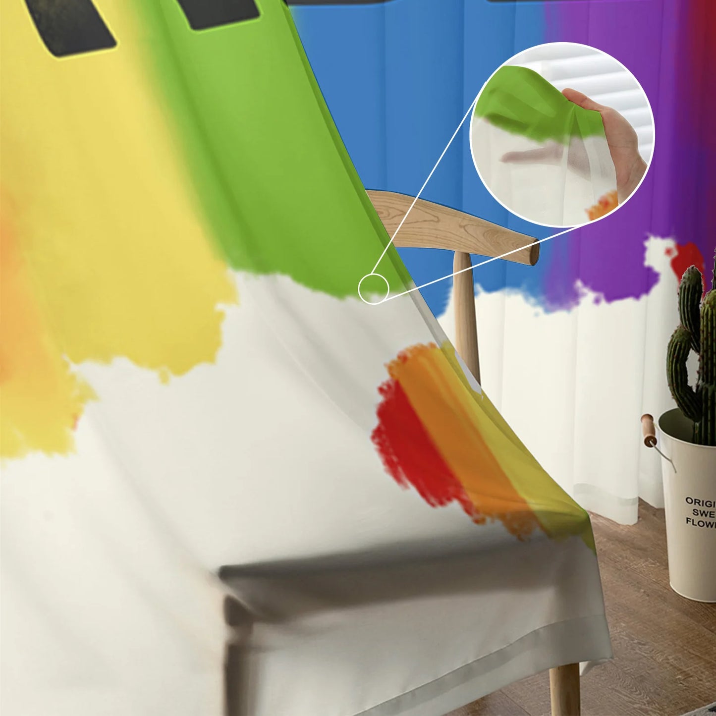Rainbow Striped Pride Sheer Curtains for Living Room Bedroom Kitchen Chiffon Tulle Curtains Home Hotel Coffee Decor