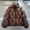 Brown/Black/Khaki Color Unique Knit Design Casual Stand Loose Thick Women Down Windbreaker Coat Custom Size Simple Winter Women's Coats Snow Outerwear Jackets Women Winter Apparel Accessories