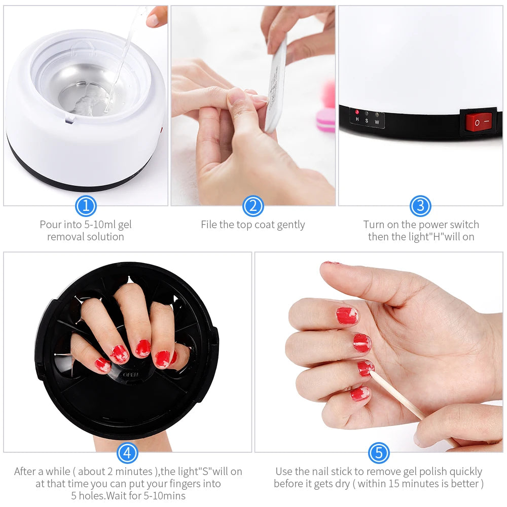 NEW Arrivals Portable 240V Automatic Steam Nail Gel Polish Removal Professional Gel Fast Remover UV Nails Steamer Cleaner Machine For Nail Art Manicure Ladies Girls Beauty Care Supplies Cosmetics Products