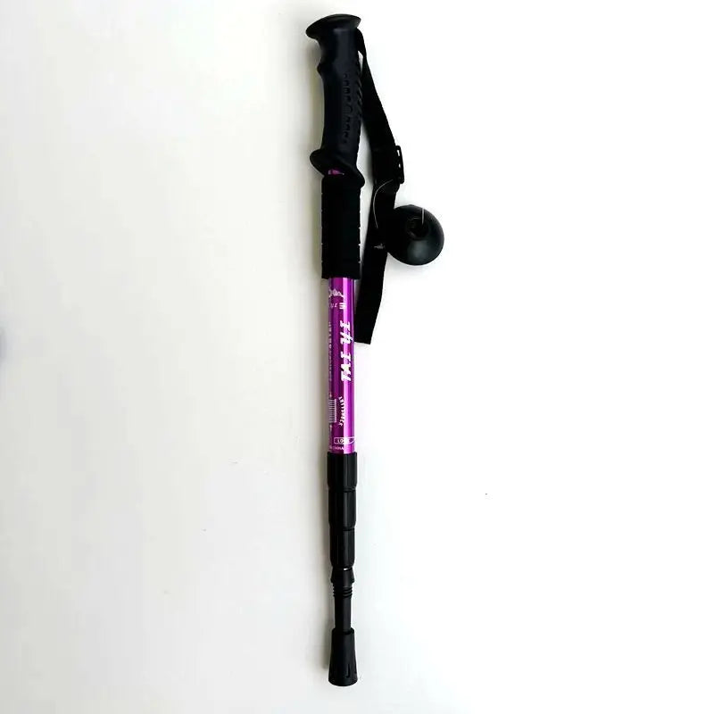 50-110cm Outdoor Climbing Mountaineering Iced Snow Hiking Shock-Absorbing High-Strength Ultra-Light Aluminum Alloy Four-Section Trekking Poles Plastic Modern Curved/Straight Handle Winter Sports Accessories