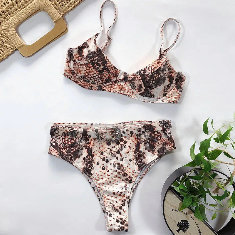 Sanderala Women Leopard Bikini Set Swimsuit Lady Padded Swimsuit Female Padded Summer Girls Beachwear Sexy Bathing Suits