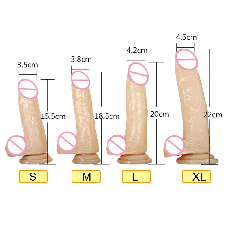Adult 15.5/18.5/20/22 cm Crystal Realistic Dildos for Women Masturbation Vibrators Sucker Dildo Pussy Anal Lesbian Adult Sex Toys