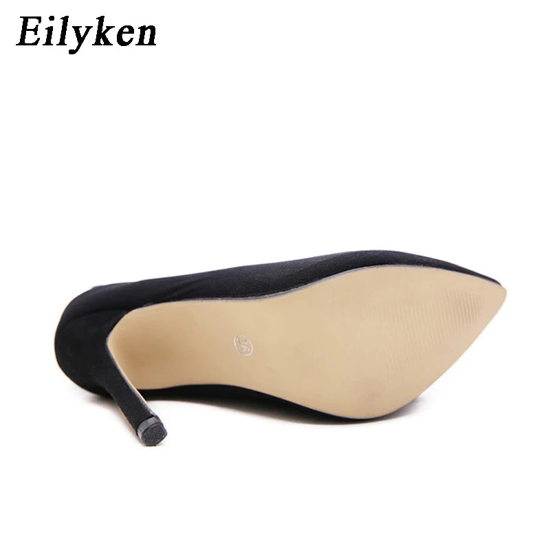 Fashion Woman Stretch Fabric Sock Boots Over the Knee Thigh High Heel Pointed Toe Female Booties Size 35-42