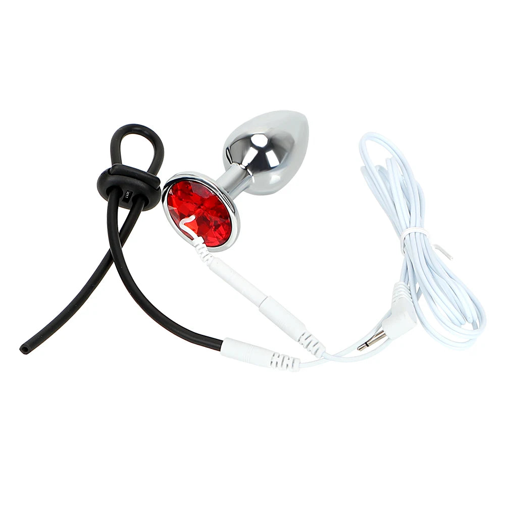 Adult IKOKY Electric Shock Set Penis Stimulator Sex Toys For Men Anal Plug & Cock Ring Electrical Climax Medical Themed Toys