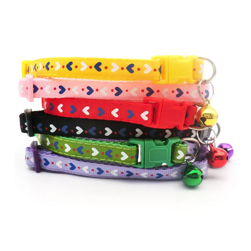 NEW 100PCS Set Dog Collar With Bells Adjustable Customize Necklace Puppy Kitten Collar Accessories Pet Shop Products Rabbit Cats Neck Strap Collar Pets Safety Supplies