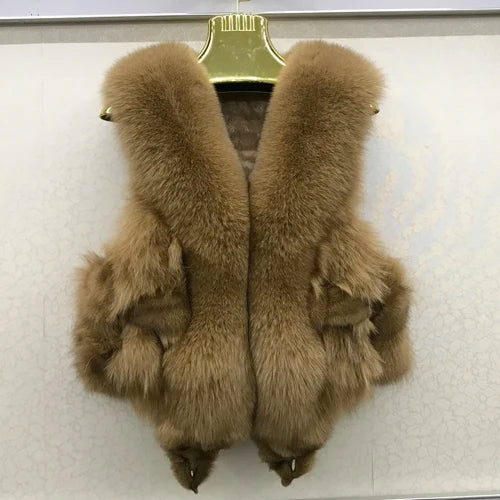 NEW Arrivals S-3XL 6 Colors Italian Design Style Women Winter Luxury Natural Fox Fur Vest Warm Soft 100% Genuine Fox Fur Gilet Lady High Quality Real Fox Fur Sleeveless Coat