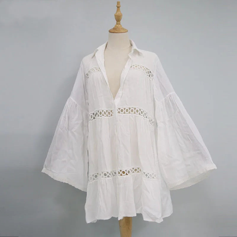Women Beach Cover Up Lace Hollow Crochet Swimsuit Beach Dress Women Summer Ladies Cover-Ups Bathing Suit Beach Wear Tunic