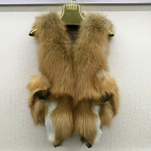 NEW Arrivals S-3XL 6 Colors Italian Design Style Women Winter Luxury Natural Fox Fur Vest Warm Soft 100% Genuine Fox Fur Gilet Lady High Quality Real Fox Fur Sleeveless Coat