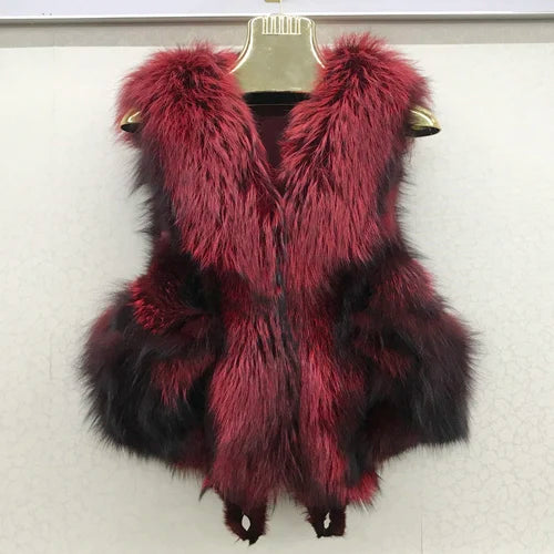 NEW Arrivals S-3XL 6 Colors Italian Design Style Women Winter Luxury Natural Fox Fur Vest Warm Soft 100% Genuine Fox Fur Gilet Lady High Quality Real Fox Fur Sleeveless Coat
