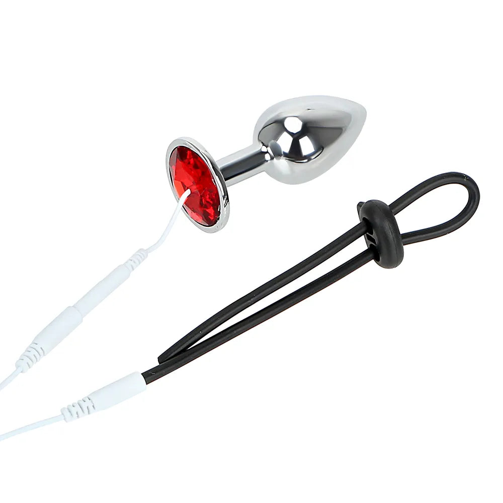 Adult IKOKY Electric Shock Set Penis Stimulator Sex Toys For Men Anal Plug & Cock Ring Electrical Climax Medical Themed Toys