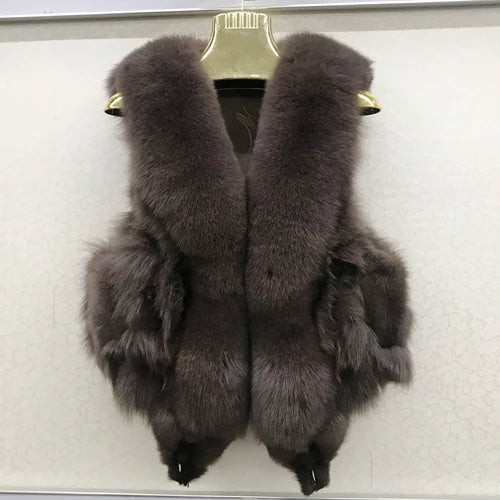 NEW Arrivals S-3XL 6 Colors Italian Design Style Women Winter Luxury Natural Fox Fur Vest Warm Soft 100% Genuine Fox Fur Gilet Lady High Quality Real Fox Fur Sleeveless Coat