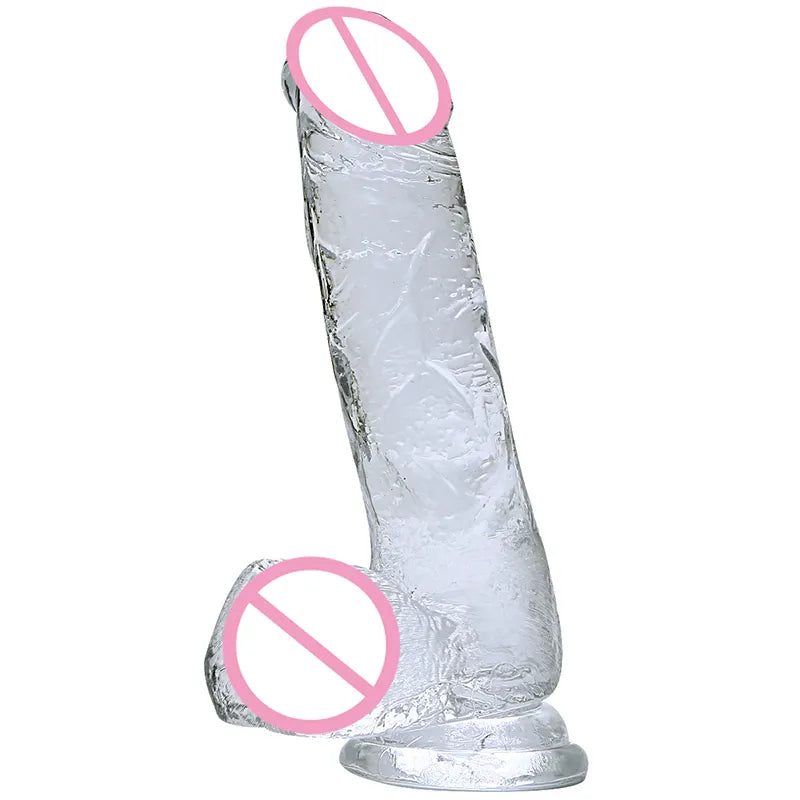 Adult 15.5/18.5/20/22 cm Crystal Realistic Dildos for Women Masturbation Vibrators Sucker Dildo Pussy Anal Lesbian Adult Sex Toys