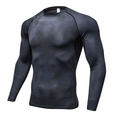 NEW S-2XL 5 Colors Top Quality Long Sleeve Fitness Tights Sport Shirt Men , Quickly Dry Soccer Jersey Running Cycling T-Shirts Gym Clothing Crossfit Top Men Rashgard