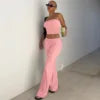 2 PCS Set 5 Colors Crop Tube Tank Top and Flare Pants Sets Women's Spring Summer Clothing Sweat Suit Set Streetwear Outfit Ladies Casual Clothing Supplies