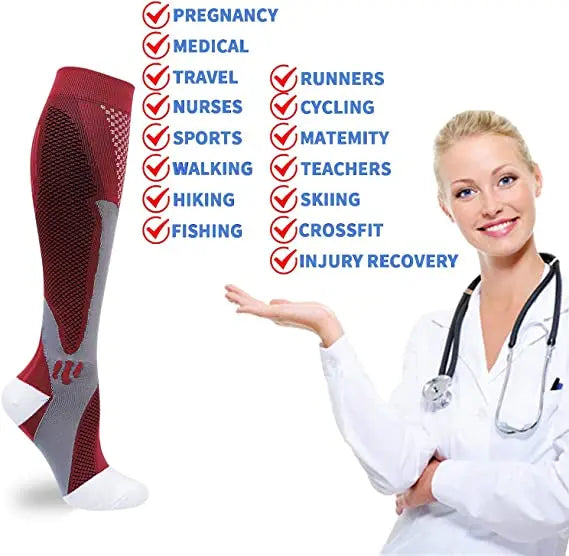 3/4/5/6 Pairs New Compression Socks Men Women Medical Varicose Veins Edema Diabetes Socks Soccer Football Stockings