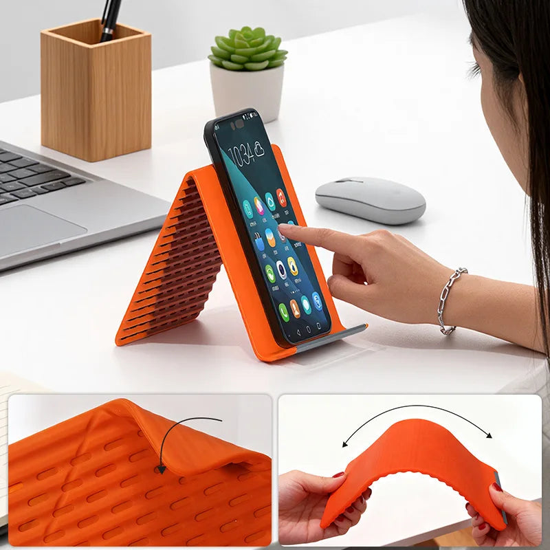Tablets Laptop and Phone Holder Silicone Universal Model Desktop Tablet Laptop Stand Creative Flexible Folding Transformable Lazy Bracket Travel Electronic Accessories