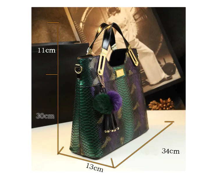 NEW Arrivals Luxury Cowhide Real Leather Women Handbags Fashion Female Chain Serpentine Portable Tote Bag Ladies Tassel Shoulder Messenger Bags