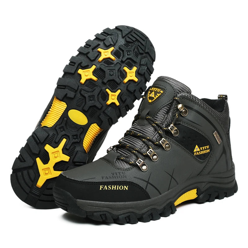 Brand Men Winter Snow Boots Waterproof Leather Sneakers Super Warm Men's Boots Outdoor Male Hiking Boots Work Shoes Size 39-47