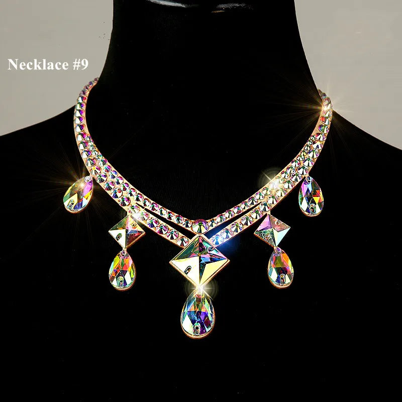 NEW Arrivals 18 Patterns Luxury Belly Dance Sparkle Necklace Jewelry Competition Dancer Accessory Shine Dancing Necklace Stage Performance Costume Egypt Show