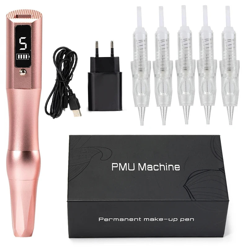 NEW Arrivals Wireless Tattoo Machine PMU Pen Professional Permanent Makeup Microblading Eyebrow Lip For Body Art Tool With Cartridge Needles