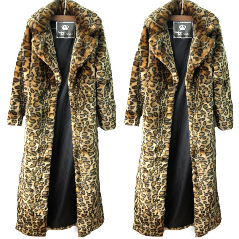 NEW Arrivals S-9XL Extra Plus Size Women's Leopard Fur Coat Mink Faux Fur Coat Long Fashion Casual Top Europe and America Loose Warm Windbreaker
