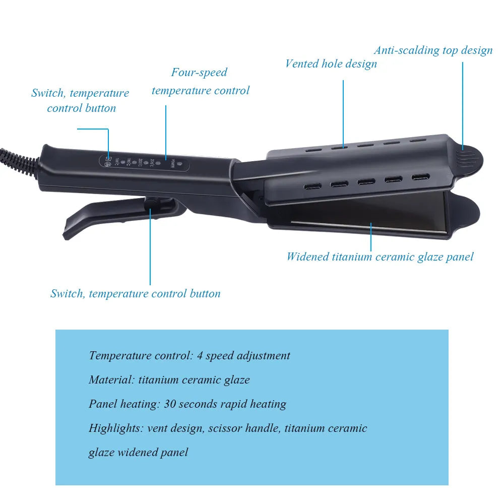Hair Straightener Four-gear Temperature Adjustment Ceramic Tourmaline Ionic Flat Iron Widen Panel Professional Styling Tool