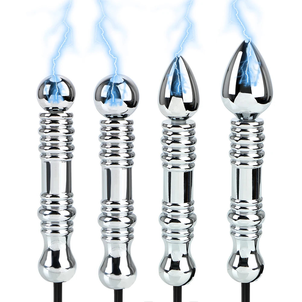 IKOKY Electric Shock Anal Plug Therapy Massager Sex Toys for Men Women Masturbation Metal Electro Butt Plug Medical Themed Toys