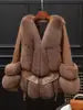 5 Colors Luxury Casual Breathable Thick Women's Real Natural Fox Fur Coat Winter Warm Jacket Outerwear Female Winter Streetwear Apparel Clothing Supplies