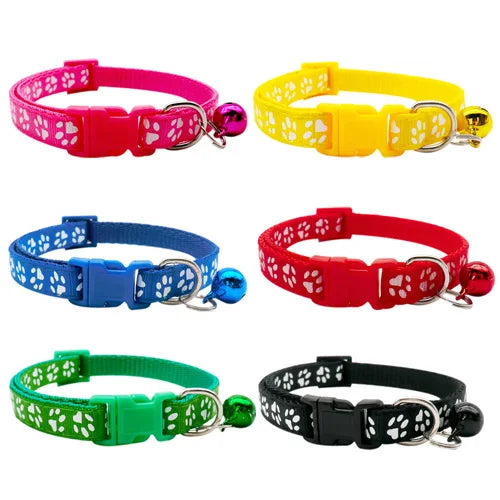 NEW 100PCS Set Dog Collar With Bells Adjustable Customize Necklace Puppy Kitten Collar Accessories Pet Shop Products Rabbit Cats Neck Strap Collar Pets Safety Supplies