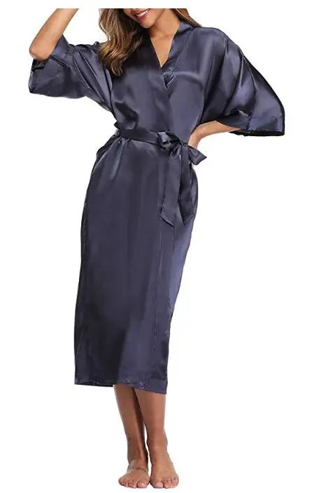 NEW Arrivals S-4XL PLUS SIZE 8 Colors High Quality Women Silk Rayon Robe Sexy Long Lingerie Sleepwear Kimono Yukata Nightgown Ladies Luxury Nightgowns
