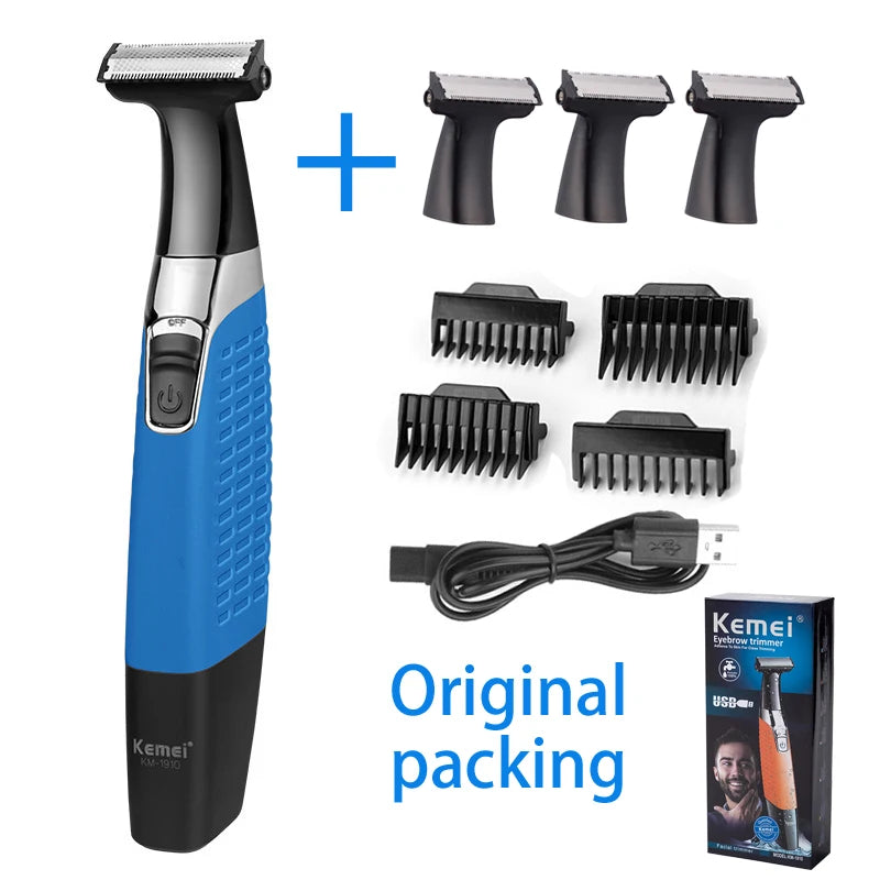 Full Set Original Kemei 1910 Rechargeable Electric Shaver Beard Shaver Electric Razor Body Trimmer Men Shaving Machine Hair Trimmer Face Care Full Body Epilator