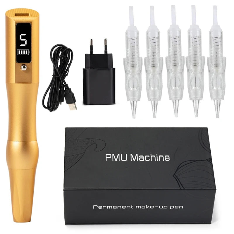 NEW Arrivals Wireless Tattoo Machine PMU Pen Professional Permanent Makeup Microblading Eyebrow Lip For Body Art Tool With Cartridge Needles
