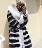 Boutique Gala HOT SALE S-3XL Plus Size for Women and Men Black & Brown, Black & White New Arrival Winter Warm Long Fur Jacket Original Chinchilla Fox & Rabbit Mink Fur Coat Long Outerwear Jackets Coats Women Men Luxury Appare
