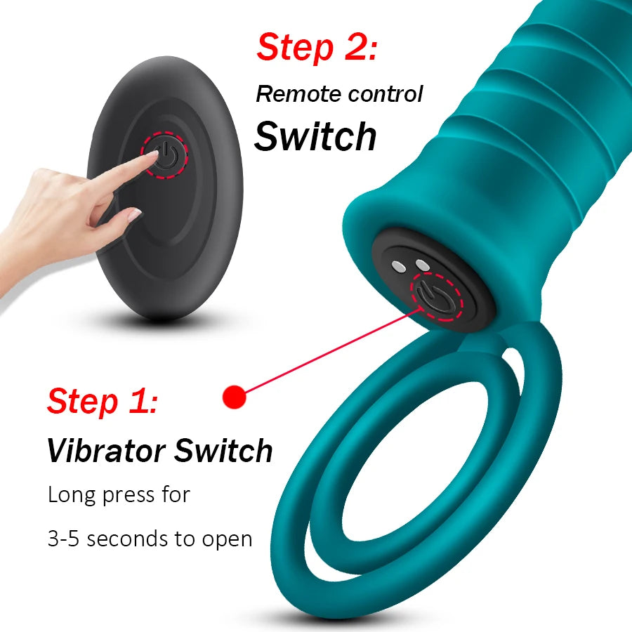 Adult FLXUR Double Penetration Dildo Vibrator Strap On Penis Anal Butt Plug Vibrator for Men Wireless Remote Adult Sex Toy For Couples